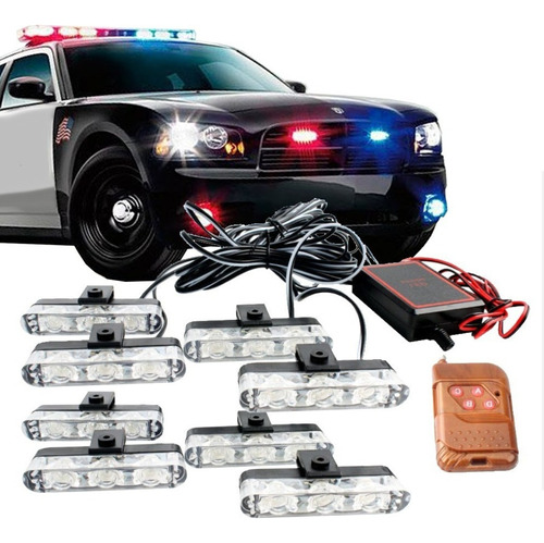 Kit Strobo 24w Grade Automotivo Policia Viatura Giroflex 12v