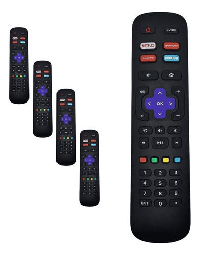 Kit 5 Controle Remoto Compatível Tv Philco Roku Smart