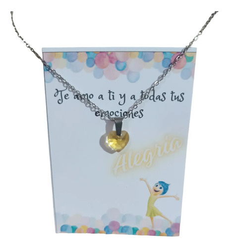 Cadena De Acero Con Dije De Corazón De Cristal Intensamente
