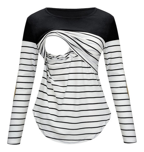 Blusa Mujer Maternidad Manga Larga A079 Camiseta De Lactanci