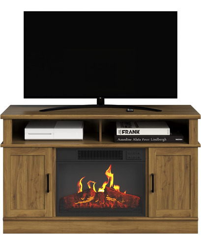 Soporte De Tv Con Chimenea Eléctrica, Consola Multimedia Con