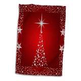 3drose Silver Star Árbol De Navidad Con Fondo Rojo Festivo T