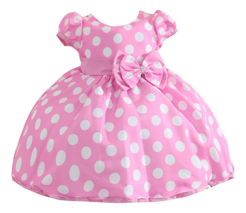 Vestido Da Minnie Para Festa Infantil Roupa Rosa Bebê 1 Ao 3