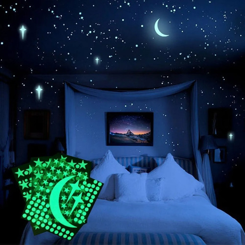 Pegatina De Pared Fluorescente Con Estrellas En 3d Que Brill