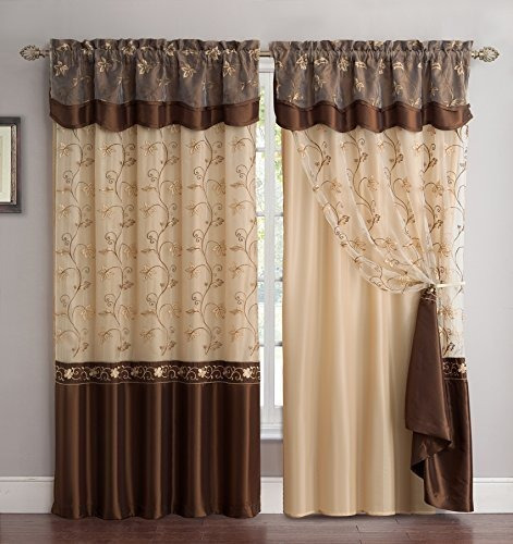 Juego De Cortinas Bordadas Fancy Collection, 2 Cortinas De P