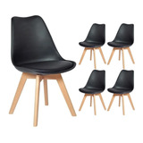 Conjunto 5 Cadeiras Leda Design Wood Para Cozinha