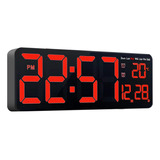 Reloj Pared Digital 40x13cm Grande Dia Fecha Hora Temp Led R