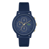 Reloj Lacoste Hombre 12.12 2011248 Multifunción Color De La Malla Azul Color Del Bisel Azul Color Del Fondo Azul