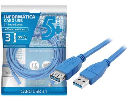 Cabo Extensor Usb 3.0 Super Speed 3 Metros