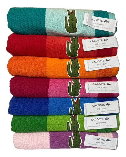 Toalla De Baño Lacoste Bordada 72x132 Cm Algodón