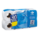 Papel Higiênico Folha Simples 30 Metros Carrefour 8 Unidades