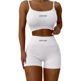 Conjunto Deportivo Mujer Sweet Baby Short Top Color Blanco