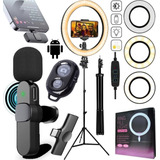 Kit Youtuber Tripé Microfone Sem Fio Celular Smartphone Luz