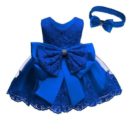 Conjunto De Vestido Para Niñas + Diadema Con Lazo De Encaje