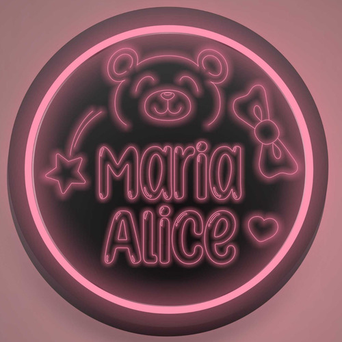 Luminária Infantil Parede Quarto Bebê Menina Rosa Neon Led