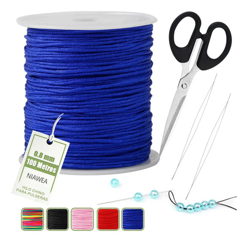 Rollo Hilo Chino 0.8mm Bisutería 100m Con Tijera Y 2 Agujas | MercadoLibre