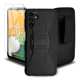 Funda Protector P/ Samsung A13 5g, Uso Rudo Clip C/ Mica Color Negro