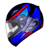 Capacete Ebf Xtroy Legacy Preto Azul Com Óculos Interno