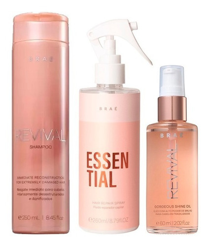 Braé Revival Sh 250ml + Essential 260ml + Óleo Gorgeous 60ml