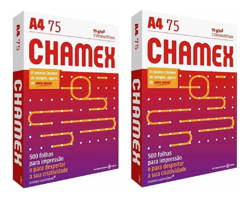 Papel Sulfite A4 1000 Folhas Chamex Office Resma 75g Branco