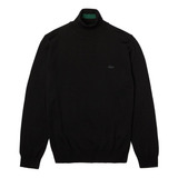 Sweater Hombre Lacoste Pulls Cuello Alto Lana Negro Pre