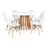 Mesa Jantar Talia Amadeirada Branca 120cm +6 Cadeiras Botonê