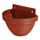 Vaso De Parede Rattan 3 Litros Para Jardim Varanda Terracota