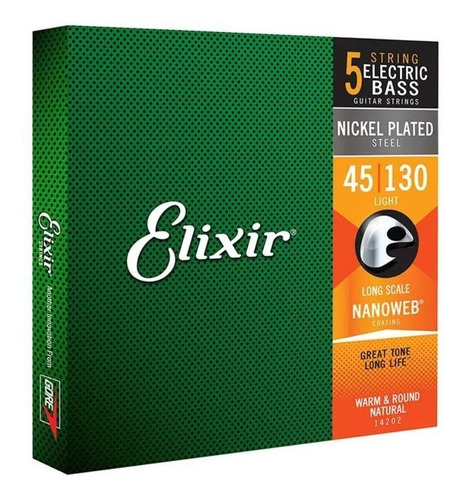  Elixir Nanoweb Cuerdas Bajo (5) 14202 Niquel  45-130 Usa