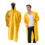 Capa Impermeable Chubasquero Largo Con Cierre Amarillo. 