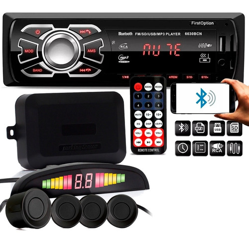 Sensor De Estacionamento + Radio Mp3 Player Usb Bluetooth Sd