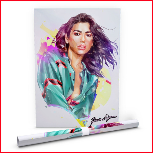 Poster Dua Lipa Retrato Digital Artístico - 40x60cm