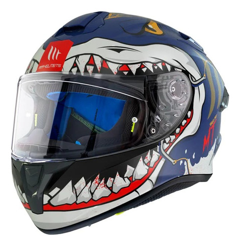 Casco Motociclista Mt Helmets Targo Pro Sharky B7 Azul Mate