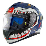 Casco Motociclista Mt Helmets Targo Pro Sharky B7 Azul Mate