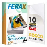 Adesivos Vinil Branco Fosco Jato De Tinta A4 - 10 Folhas