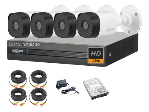 Kit 4 Camaras Seguridad Dvr Dahua Full Hd Lite P2p Disco 1tb