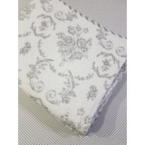 Cubrecama Cover Reversible Flores Y Rayas Con 2 Almohadones