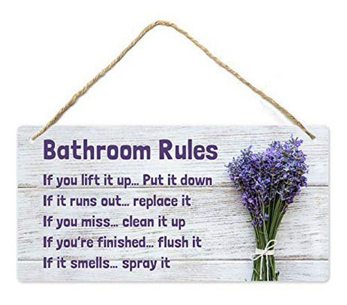 Señales - Fun-plus Lavender Bathroom Decor, 12 X6 Pvc Plasti