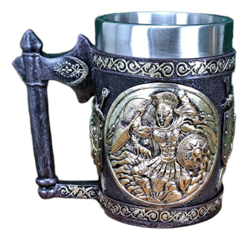 Copo Caneca Inox Resina Gladiador Romano Medieval Decoração