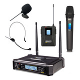 Set Micrófono Inalámbrico De Mano Skp Uhf-700 Pro 