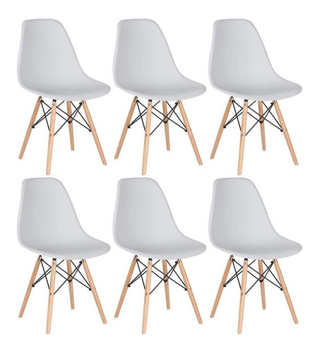 6 Cadeiras Charles Eames Wood Jantar Cozinha Dsw   Cores  Cor Da Estrutura Da Cadeira Cinza-claro