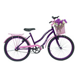 Bicicleta Infantil Aro 24 Mtb Cesta Feminina Violeta/rosa