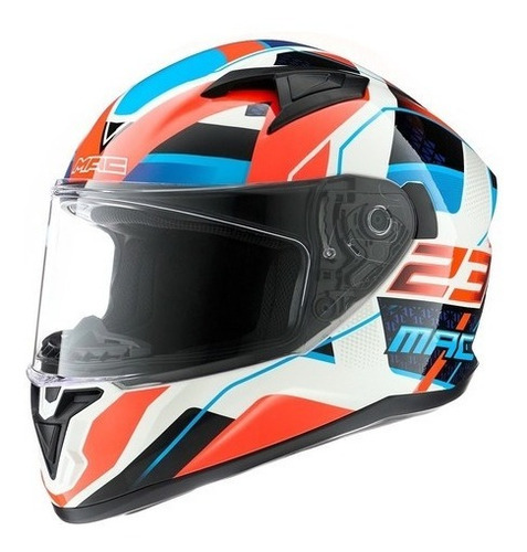 Casco Mac Speed Zwitz Blanco/rojo/azl Brillo Xl - Bondio