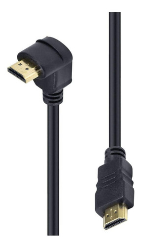 Cabo Hdmi L 90 Graus Blindado Dourado 3 Metros Comprimento