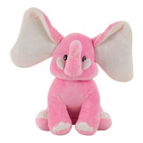 Elefante De Pelúcia Soft Fofo Orelhas Grandes 30cm Cor Rosa