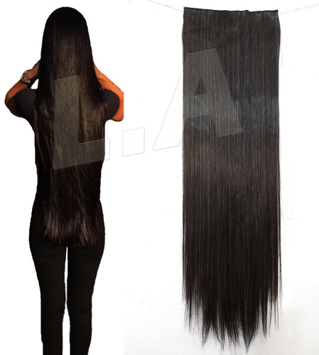 Cabelo Aplique Orgânico 80cm Preto Mechas Bem Finas Oferta