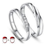 Anillos De Plata Para Parejas, Anillos Ilusion Ajustables