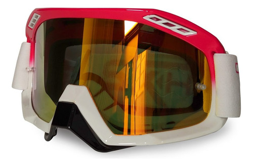 Gafas Para Motociclista (goggle) Techx2 Rosa/blanco Tornasol