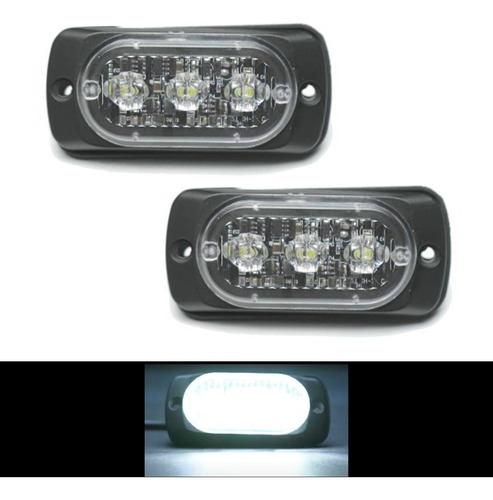 Imloya 2 Faros Barra Lateral 3 Led Luz Blanca Fija Estrobo