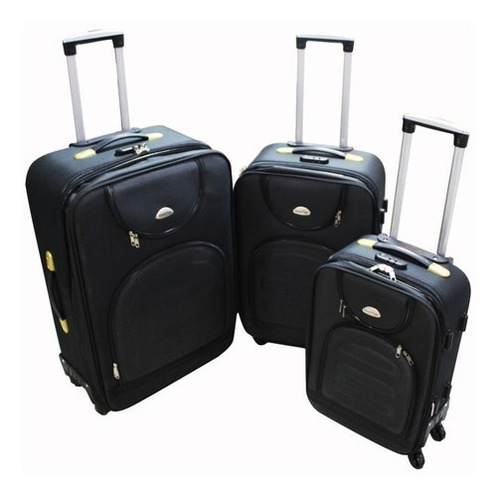 Set Maleta 3 Piezas Ruedas Candado Ultra Liviana Tela Viaje