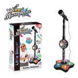 Infantil Karaoke Micrófono Juguete Con Base Bocina Luces